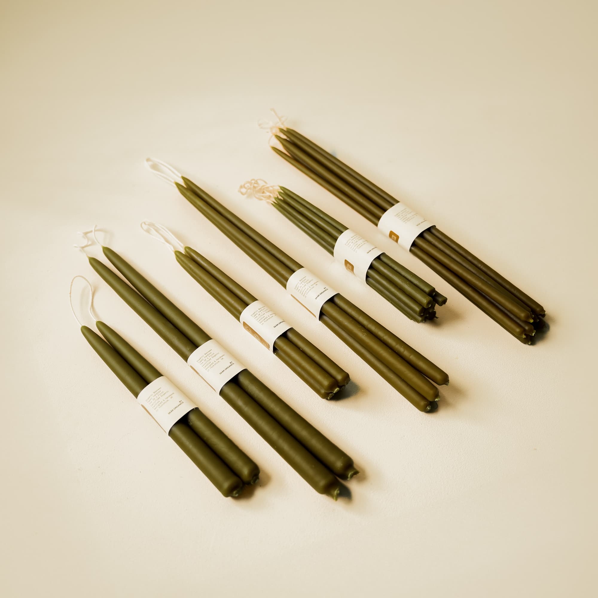 Organic Beeswax Dinner Candles (Green Tea) - Image 2